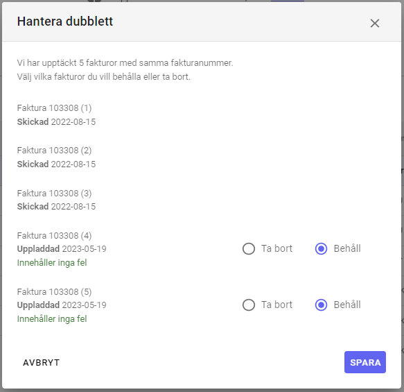 Hantera dubbletter