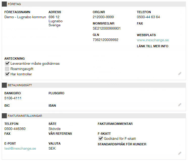 Företagsuppgifter exempel