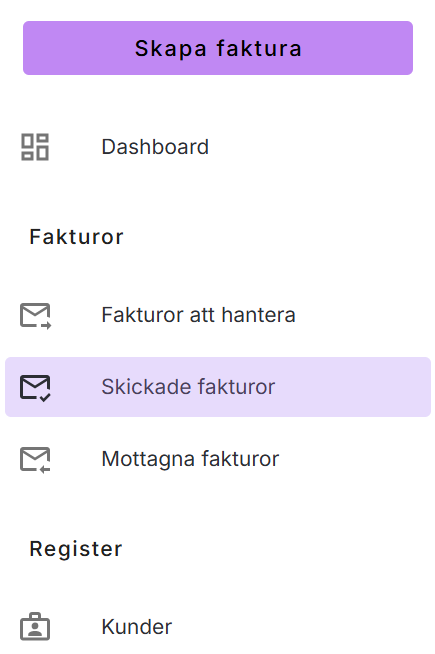 vy för skickade fakturor