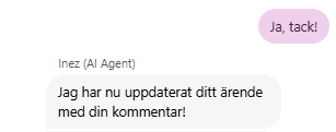 Bekräftelse på uppdatering i botten