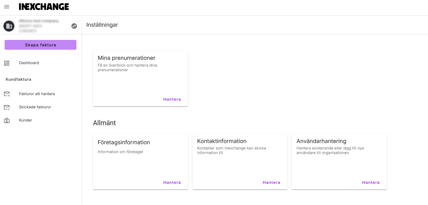 Vy över Mina prenumerationer under Inställningar